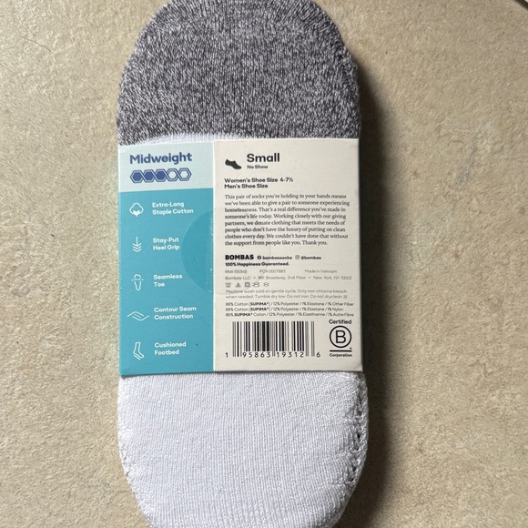Bombas Women's No Show Socks - Gray and White - Picture 2 of 2